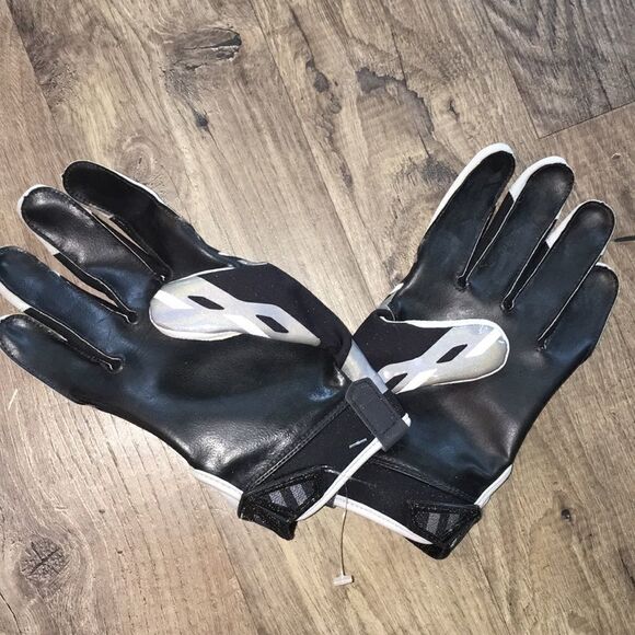 Black Gray NIKE receivers NFL Football Gloves XL - Picture 1 of 2